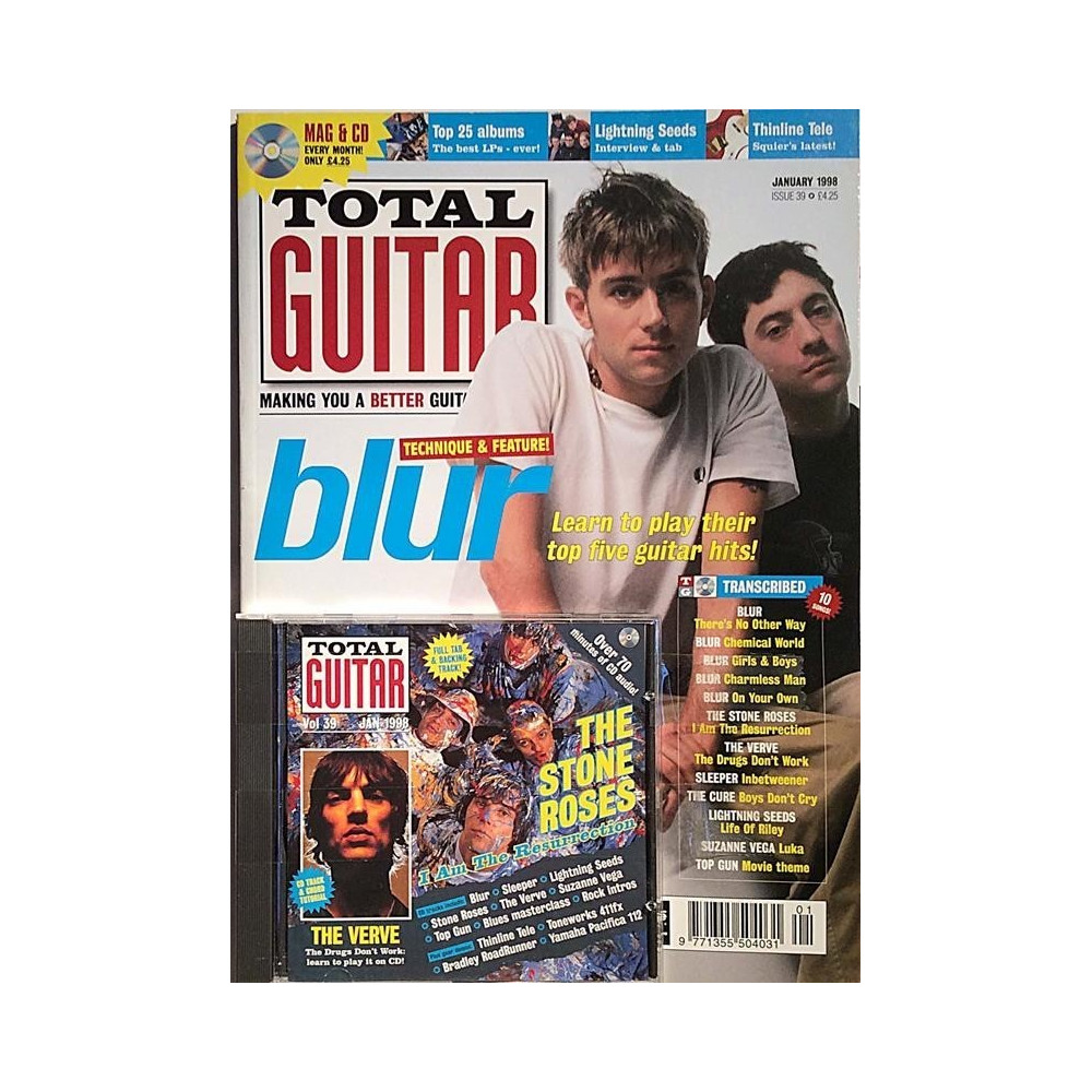 Total Guitar issue 39 1998 January Stone Roses,Blur,Verve,Cure,Suzanne Vega musiikkilehti