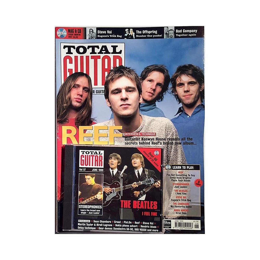 Total Guitar 1999 6 Jimi Hendrix,Reef,Steve Vai,Offspring musiikkilehti