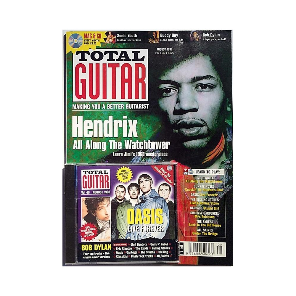 Total Guitar 1998 8Jimi Hendrix,Bob Dylan,Guns ‘N Roses Magazine + CD