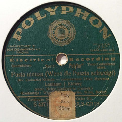 Ekberg J. : Miks’ oi armas, kyynel sun silmäs täyttää / Pusta uinuaa - shellac 78 rpm record