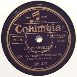 Columbia Konserttiorkesteri: Suomi sävelissä 1  kansi muovi / paperikansi levy VG savikiekko gramofonilevy