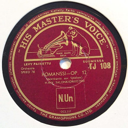 HMV Salonkiorkesteri : Barcarole (venelaulu) / Romanssi-OP 12 - shellac 78 rpm record