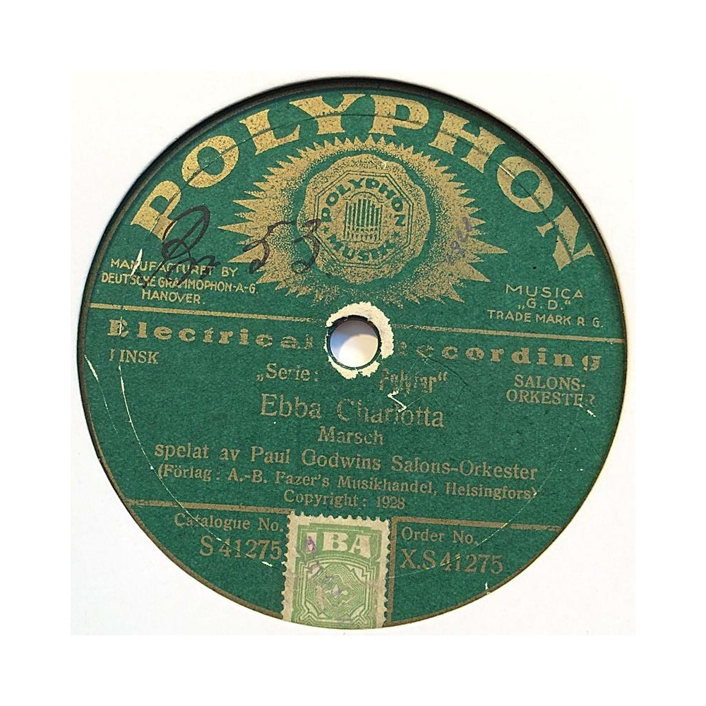 Godwins Salons-Orkester : Ebba Charlotta / Elomme päivät - shellac 78 rpm record