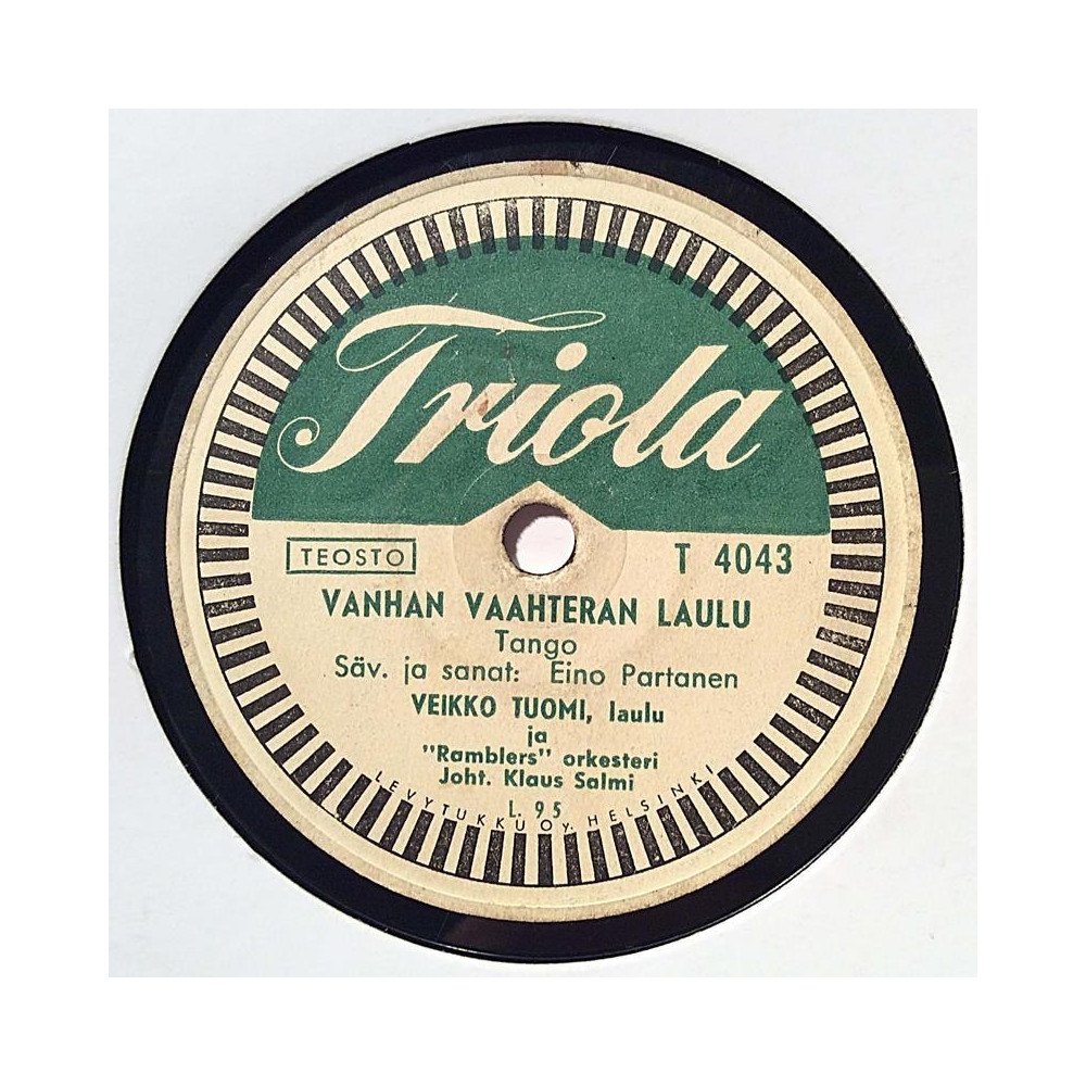 Tuomi Veikko : Vanhan vaahteran laulu / Laitan laulun liitämähän - shellac 78 rpm record