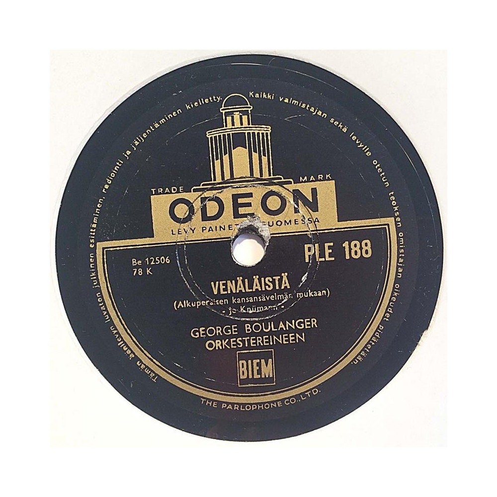 Boulanger George orkestereineen : Venäläistä / Mustalaislaulu - shellac 78 rpm record