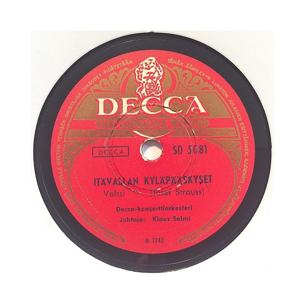 Decca-konserttiorkesteri : Itävallan kyläpääskyset / Talvimyrskyjä - stenkaka 78-varvare