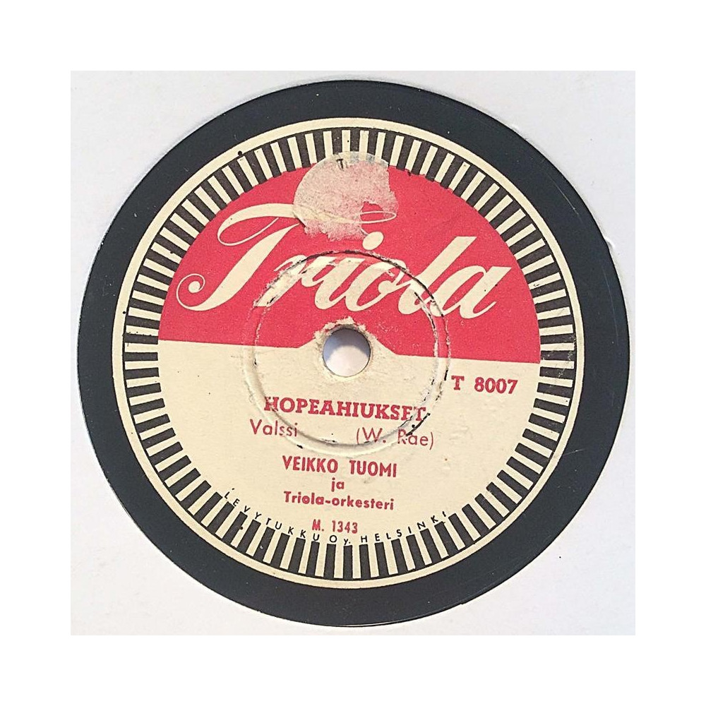 Tuomi Veikko: Hopeahiukset / Kun tiet eroavat  kansi paperikansi/muovitasku levy F savikiekko gramofonilevy