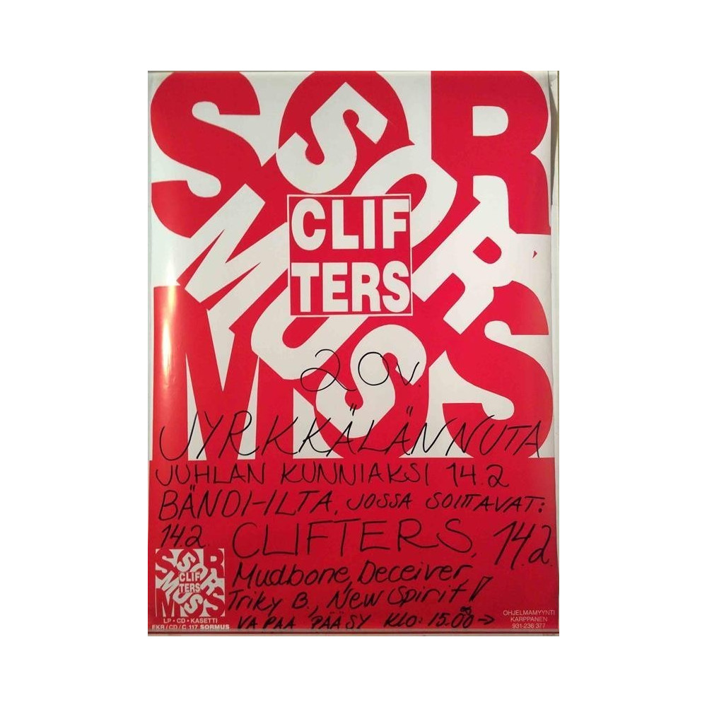 Clifters: Sormus : Keikkajuliste 41cm x 59cm - Konsertaffisch