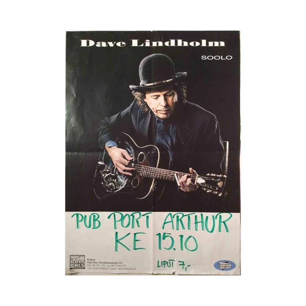 Lindholm Dave: Soolo : Keikkajuliste 41cm x 59cm - Konsertaffisch