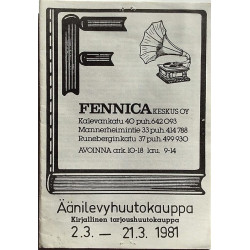 Fennicakeskus: Äänilevyhuutokauppa  kansi EX sisäsivut EX Käytetty kirja