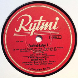 Rytmi-yhtye Toivo Kärki: Foxtrot-ketju I / II  kansi paperikansi/muovitasku levy VG savikiekko gramofonilevy