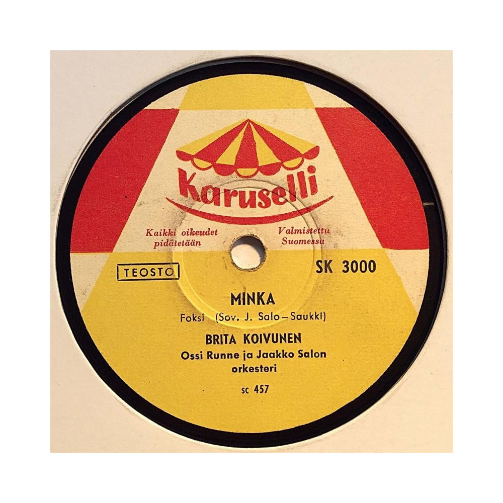 Koivunen Brita: Minka / Sävel rakkauden  kansi paperikansi/muovitasku levy VG- savikiekko gramofonilevy