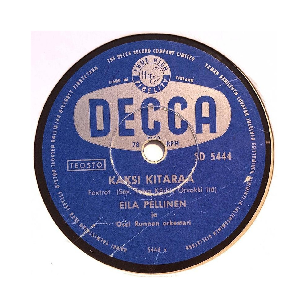 Pellinen Eila: Kaksi kitaraa / Volgan lautturi  kansi paperikansi/muovitasku levy G+ savikiekko gramofonilevy