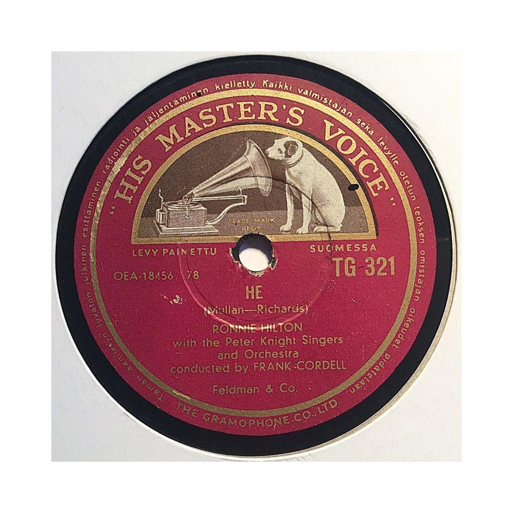 Hilton Ronnie : He / A woman in love - shellac 78 rpm record