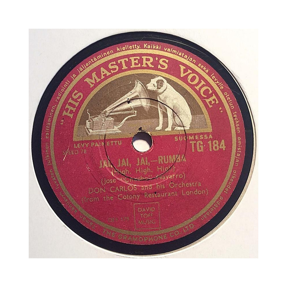 Carlos Don and his Orchestra : Jai, Jai, Jai / The Baion - shellac 78 rpm record