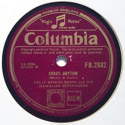 Mendelssohn Felix and his Hawaiian Serenaders : St. Louis Blues / Crazy Rhythm - stenkaka 78-varvare