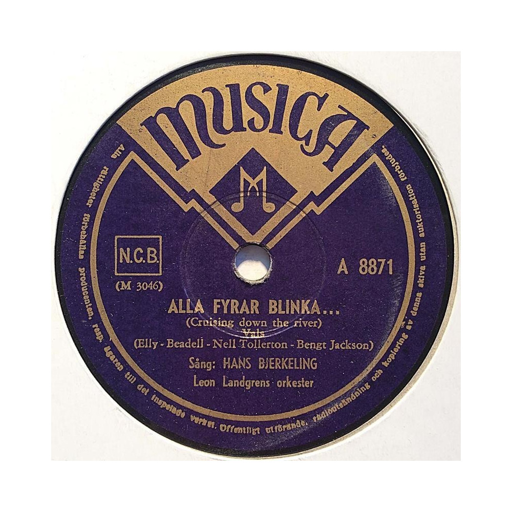 Bjerkeling Hans : Alla fyrar blinka... / Tusen vita segel - shellac 78 rpm record