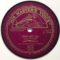 Brandelius Harry : Inga stora bevingade ord / Dräng-Jans visa - shellac 78 rpm record