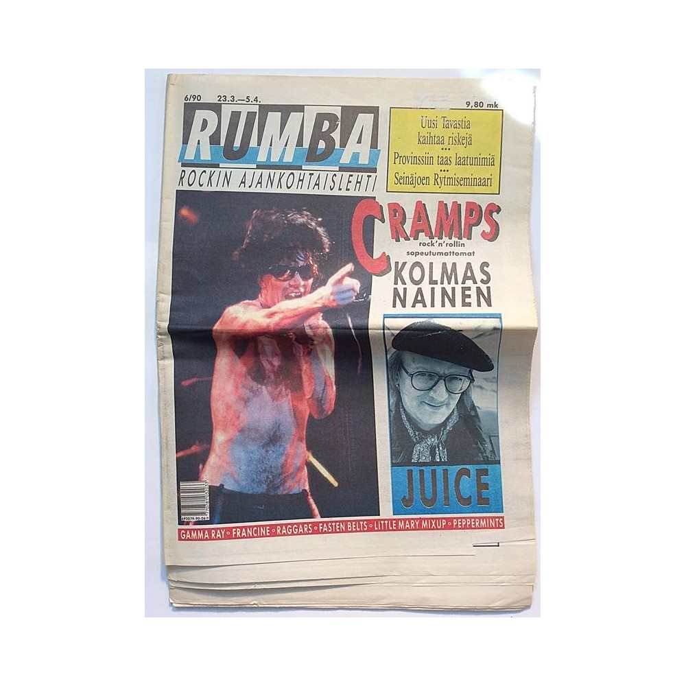 Rumba 1990 6Cramps,Kolmas Nainen,Juice Leskinen musiikkilehti