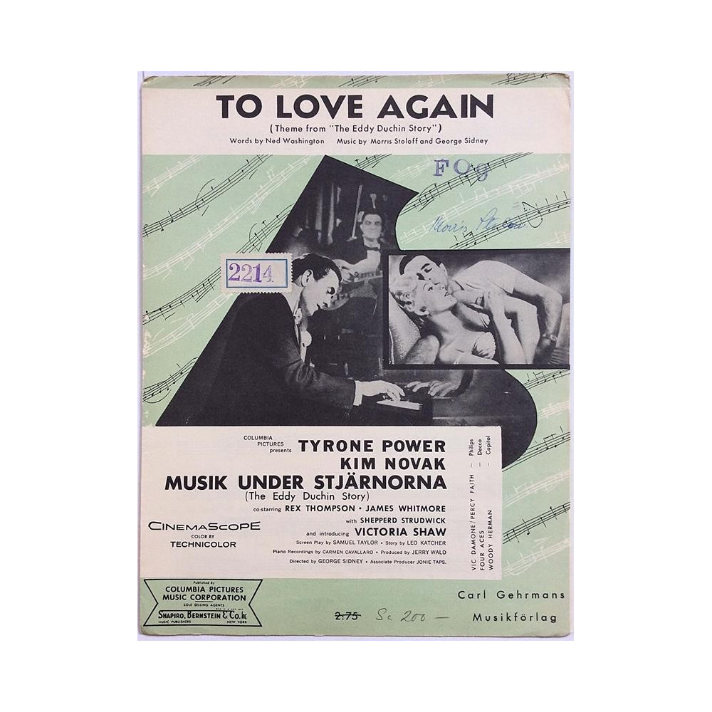 To Love Again : Morris Stoloff, Ned Washington - Sheet music