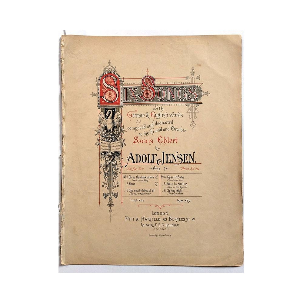 Oh, lay thy cheek on mine, dear love! : Adolf Jensen - Noter