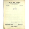 Speak Low, from film: One touch of Venus : Kurt Weill - Noter