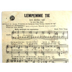 Att älska så, Lempemme tie : Victor Young, Svensk text Bror Bolling - Sheet music
