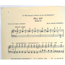 Heigh Ho - Hej Hå!: Walt Disney Snövit och de sju dvärgarna  kansi VG- sisäsivut VG Käytetty nuotti
