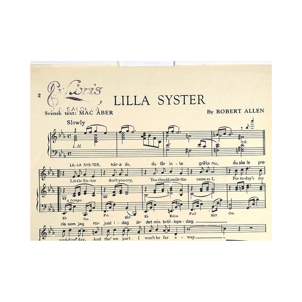 Lilla syster - Pikku sisko : Robert Allen, suom.sanat Orvokki Itä - Noter
