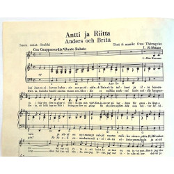 Anders och Brita - Antti ja Riitta : Owe Törnqvist, Suom.sanat: Saukki - Noter