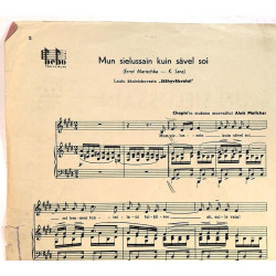 Mun sielussain kuin sävel soi : Alois Melichar, suom.sanat: K. Sara - Sheet music