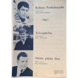 Kohtaus Punkaharjulla / Toiveajattelua / Odotin pitkän illan: Kari Aava  kansi VG+ sisäsivut VG+ Käytetty nuotti