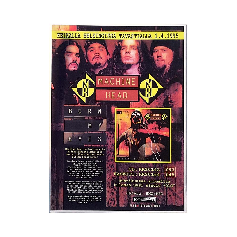 Machine Head: Keikalla Tavastialla : Promojuliste 21cm x 27cm - JULISTE