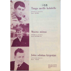 Tango meille kahdelle / Muista minua: Pedro de Punta  kansi VG+ sisäsivut VG+ Käytetty nuotti