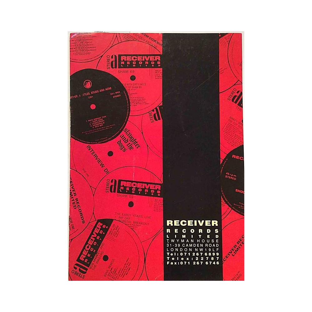Receiver Records Limited: Catalogue  kansi EX- sisäsivut EX Käytetty kirja/mainoslehti