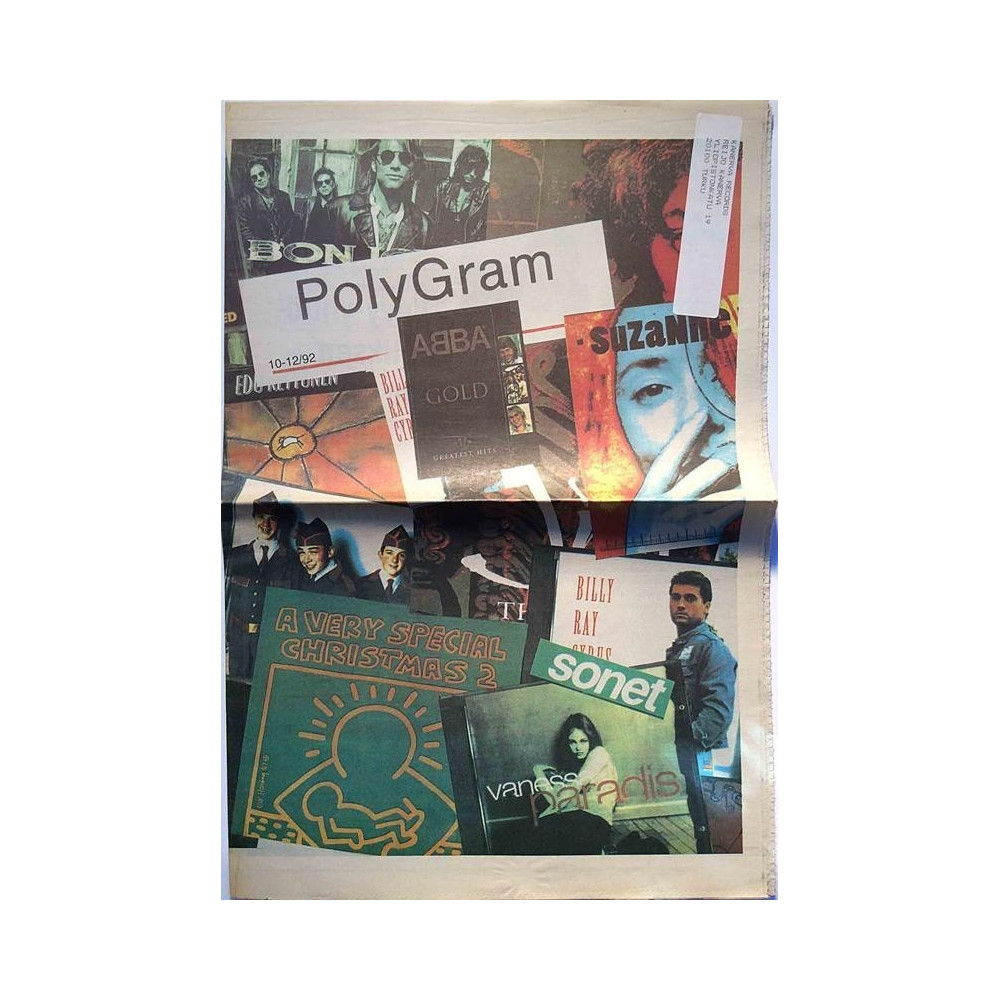 Polygram 10-12/92: levy-yhtiön kuulumisia  kansi EX sisäsivut EX Käytetty kirja/mainoslehti