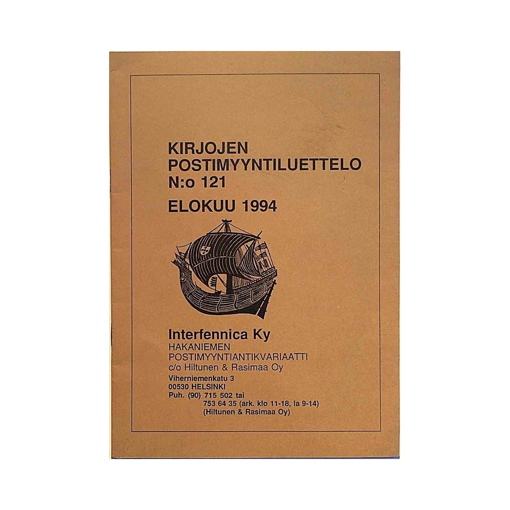 Kirjojen postimyyntiluettelo : N:o 121 Elokuu 1994 - Used book