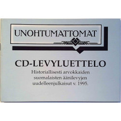 Unohtumattomat CD-levyluettelo: uudelleenjulkaisut v. 1995  kansi EX sisäsivut EX Käytetty kirja/mainoslehti