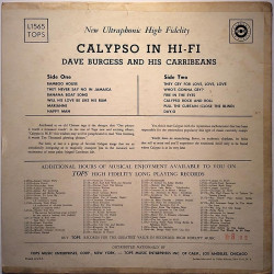 Burgess Dave and his Caribbeans : Calypso in Hi-Fi - Second hand LP