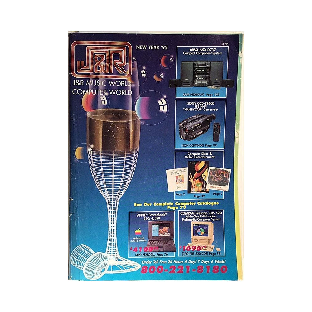 J & R Music World Computer World: New Yaer ‘95 Catalogue  kansi VG- sisäsivut EX- Käytetty kirja