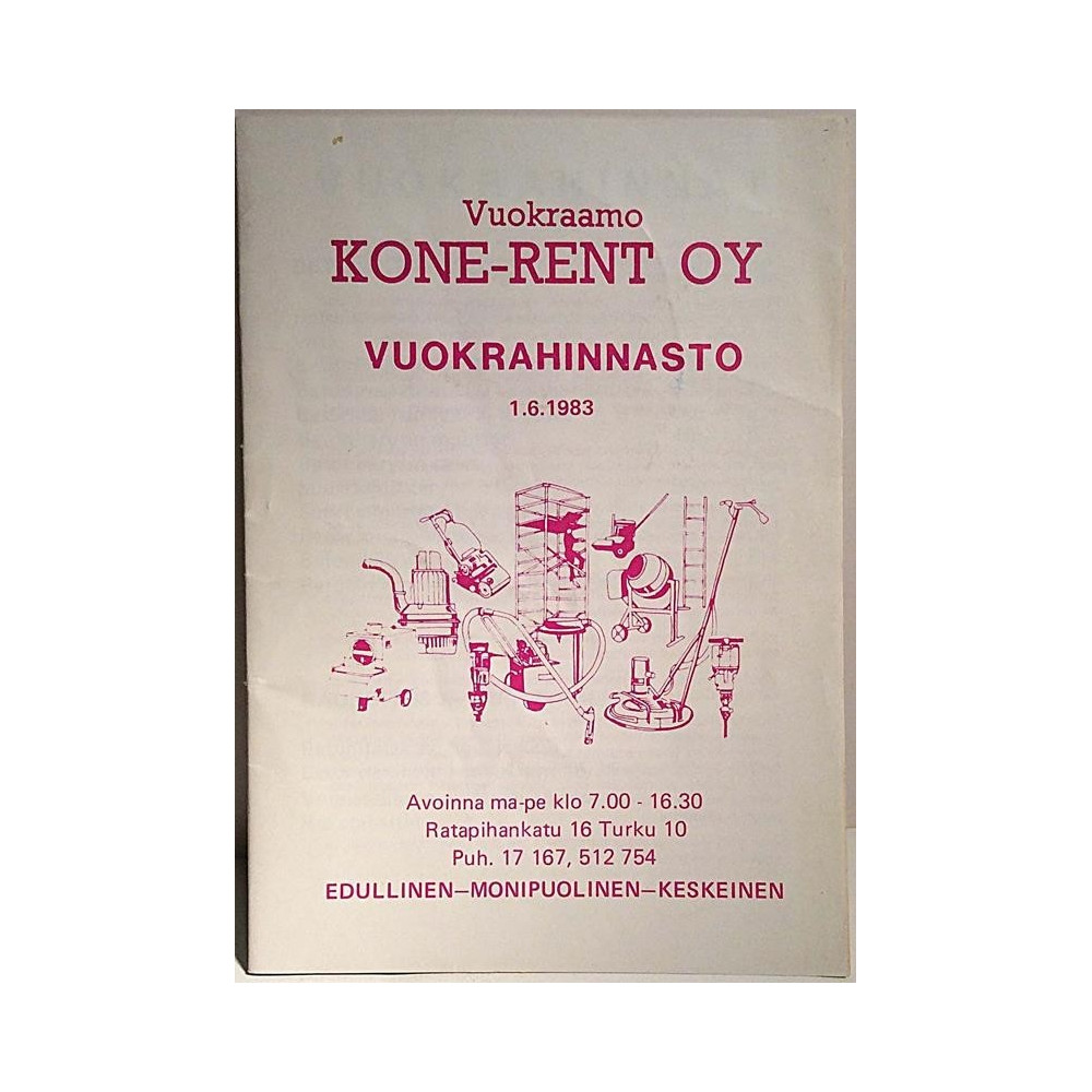 Kone-Rent Oy : Vuokrahinnasto 1.6.1983 - Used book