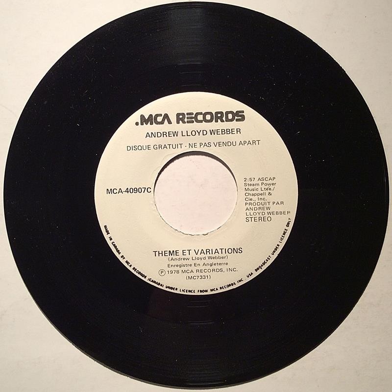 Webber Andrew Lloyd : Theme Et Variations / Variation 16 - begagnad singelskiva Webber Andrew Lloyd : Theme Et Variations / Variation 16 - begagnad singelskiva