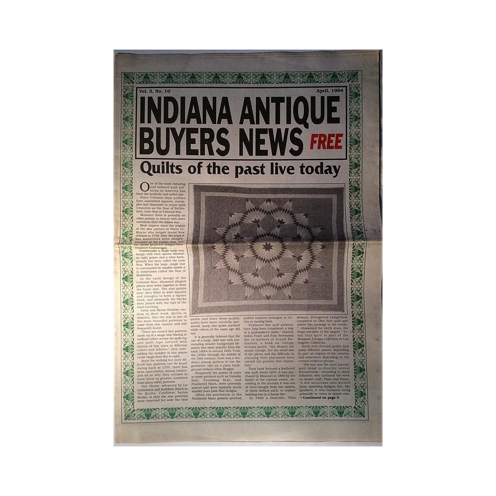 Indiana Antique Buyers News : Quilts of the past live today - used magazine