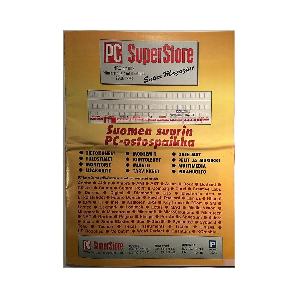 PC SuperStore : Hinnasto ja tuoteluettelo 29.9.1993 - Brochure computer