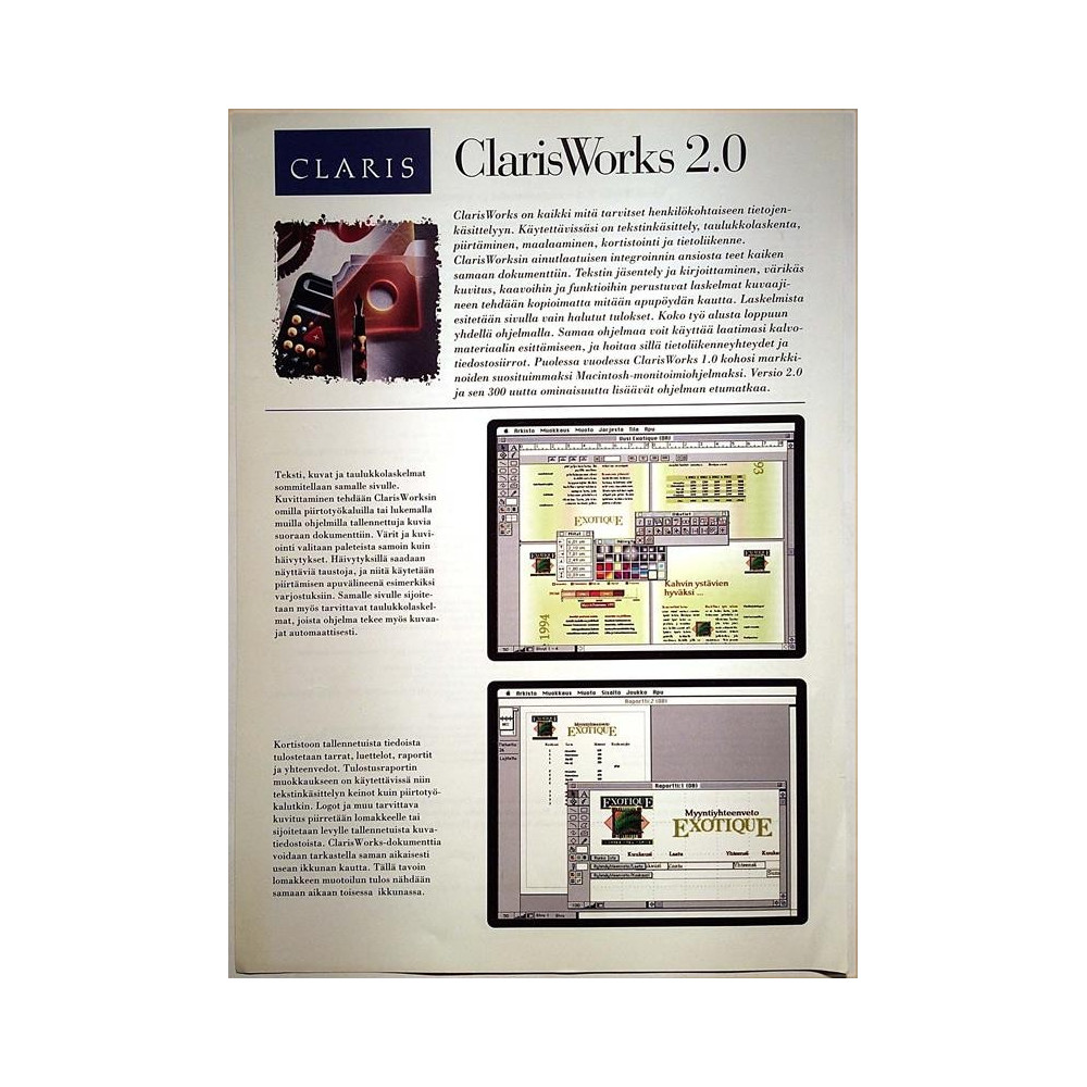 Claris : ClarisWorks 2.0 - Brochure software
