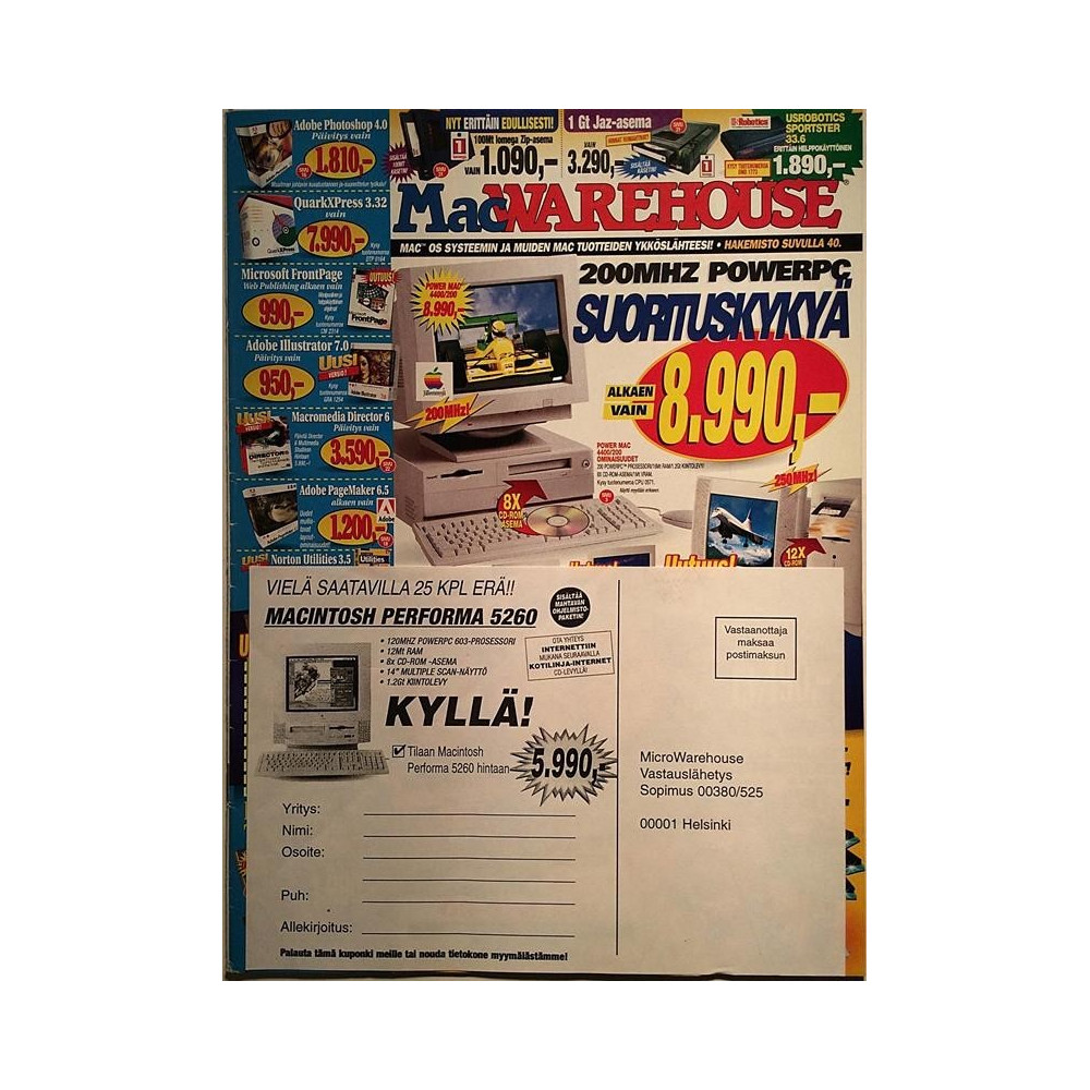 Mac Warehouse : 25kpl erä Macintosh Performa 5260 hintaan 5.990,. - Broschyr dator