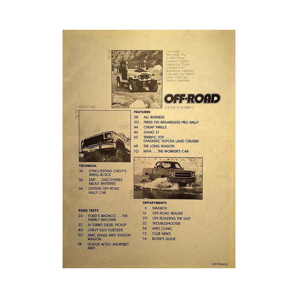 Off-Road : Ford Bronco, Datsun off-road rally car, Lada Niva - used magazine car