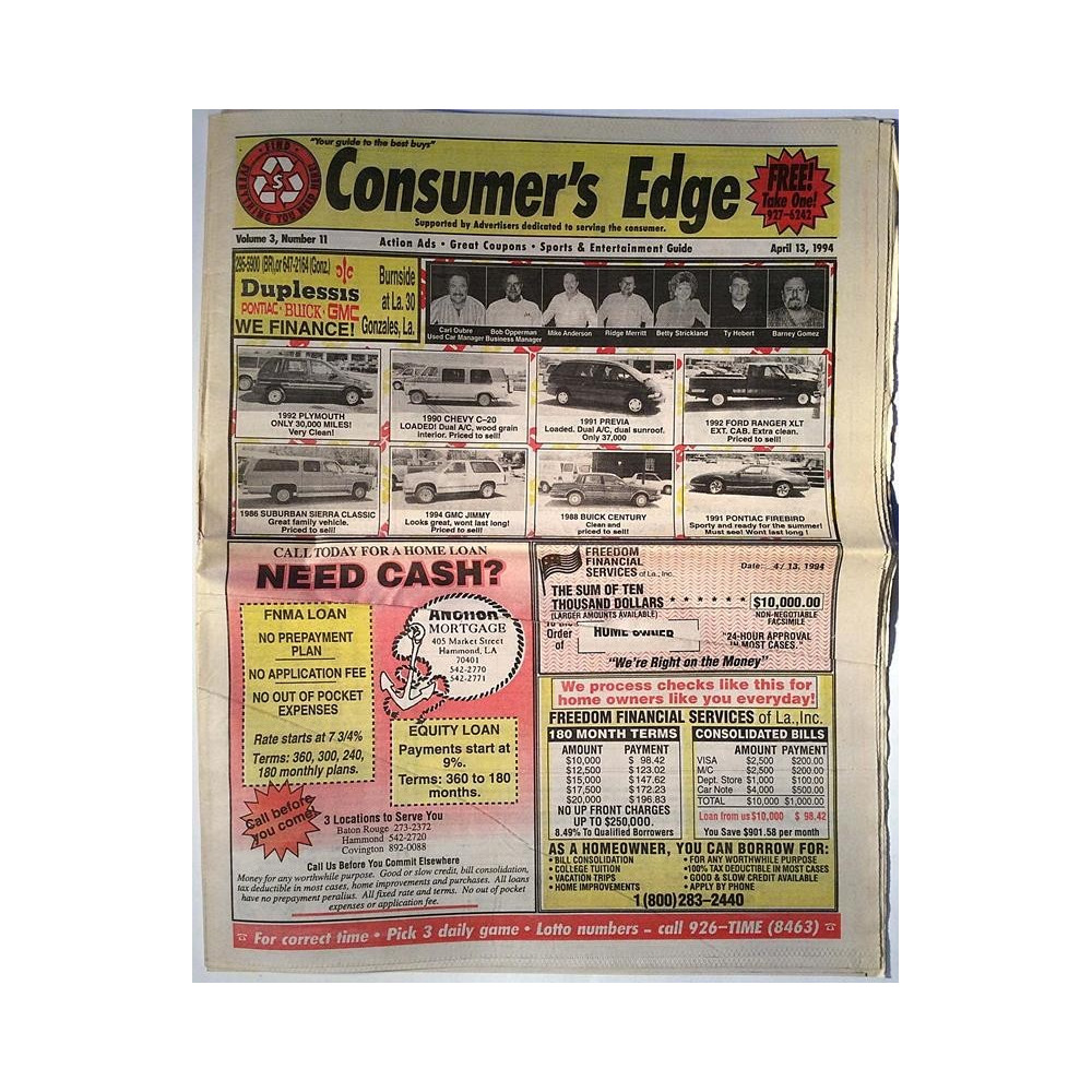 Consumer’s Edge : Action ads Great Coupons - used magazine car