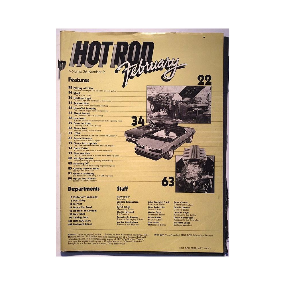 Hot Rod (kansilehti puuttuu) : lisänä 12-sivuinen Dofge for 1983 esite - begagnade magazine bil