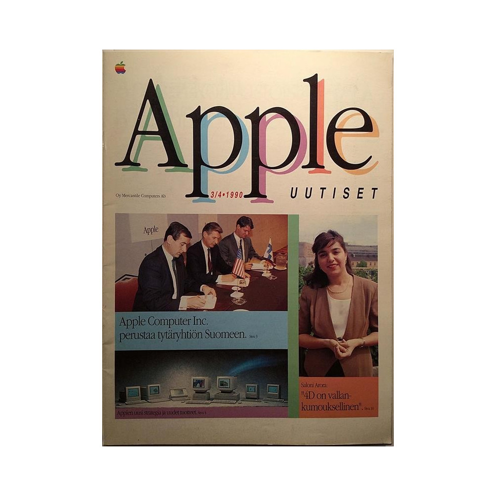 Apple Uutiset 3/4-1990 : Apple Computer Inc. perustaa tytäryhtiön Suomeen - used magazine